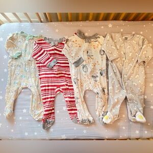 FOUR 3-6 month unisex sleepers / onesies